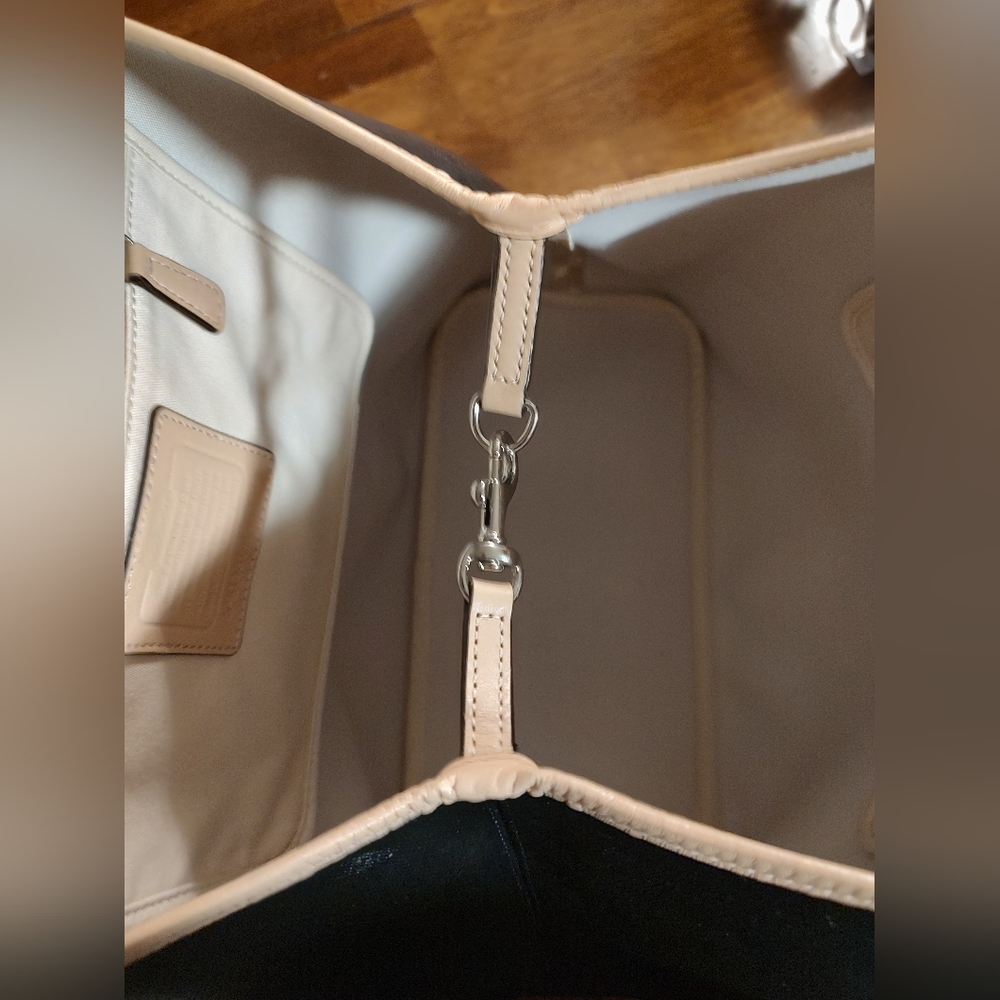 Coach Black City Tote with Tan Trim and Handles - Picture 9 of 12